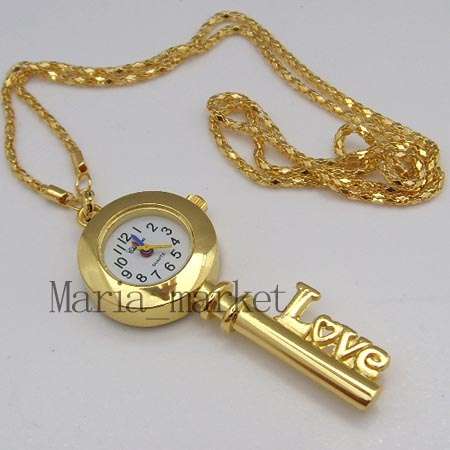 Golden "LOVE" Key Necklace Watch