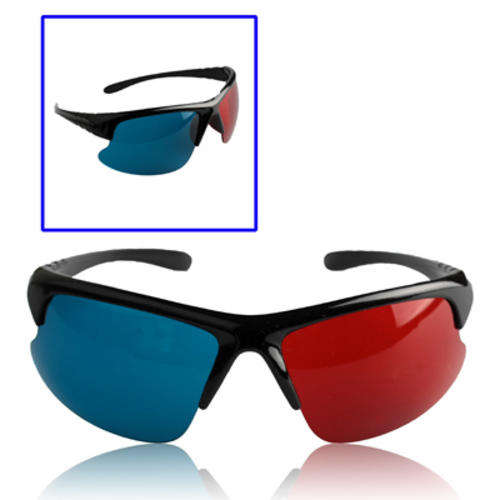 Free Shipping - Re-useable Sport Style Plastic Frame Resin Lens Anaglyph Red & Blue 3D Glasses