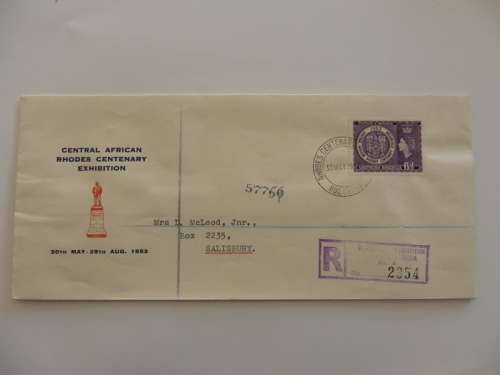 Rhodesia (1953) - Rhodes Centenary Exhibition on FDC
