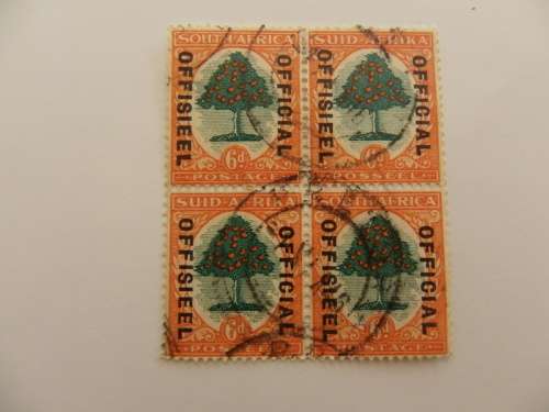 Union (1932) - 6d Used Official Block of 4 Stamps