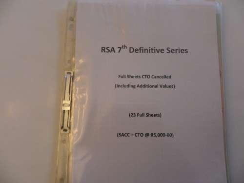 RSA 7th Definitive Series in Full Sheets CTO Cancelled x 23 (SACC @ R5,000-00)