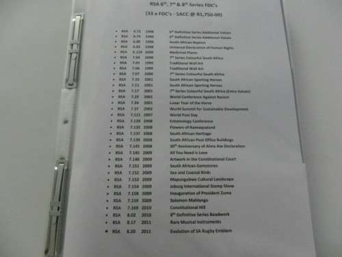 RSA 6th, 7th 7 8th  Series FDC's x33  (SACC @ R1,750-00)