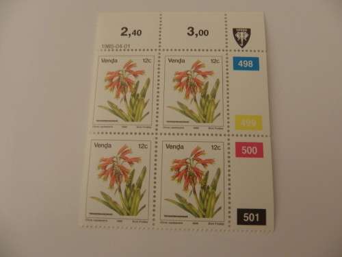 Venda 1st Definitive Series (1979) - 12c Mint Control Block (498 Dated 1985-04-01)