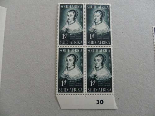 Union (1952) -  Landing of Jan van Riebeeck 1d Mint Control Block #30