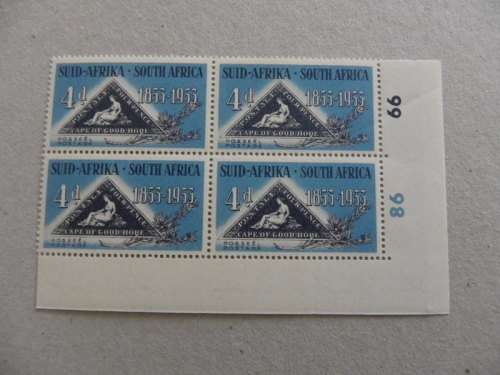 Union (1953) -  Centenary of Cape Triangle 4d Mint Control Block #86 66
