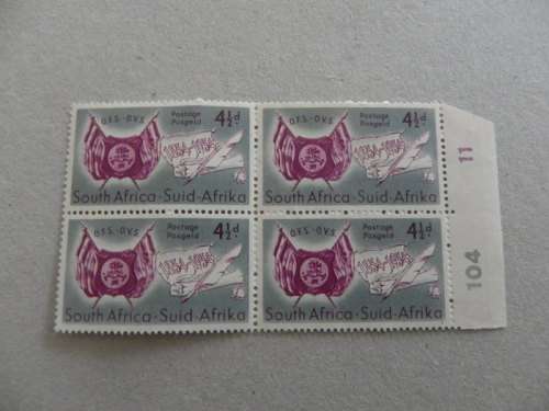 Union (1954) -  Centenary of Orange Free State 4 1/2 d Mint Control Block #104 11