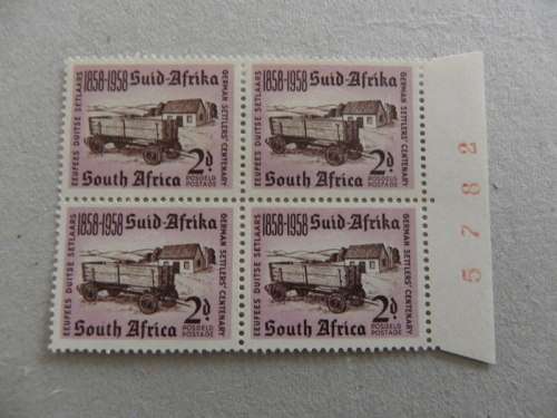 Union (1958) -  Centenary of the Arrival of German Settlers 2d Mint Control Block #5782