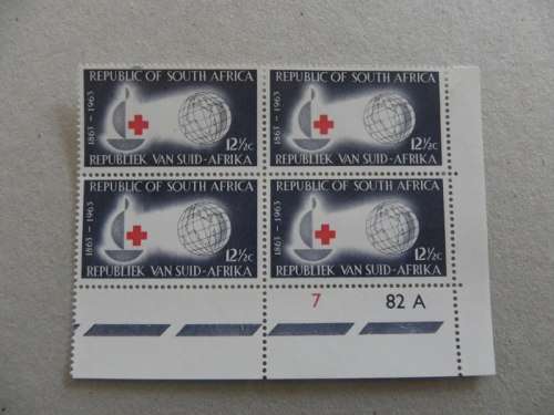 RSA (1963) -  Centenary of the Red Cross 12 1/2 c  Mint Control Block # 7 82A