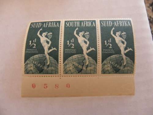 Union (1949) - 75th Anniversary of UPU 1/2 d Mint Control Strip