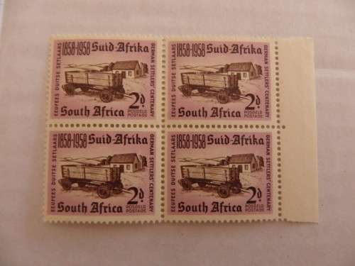 Union (1958) -  Centenary of the Arrival of German Settlers 2d Mint Block