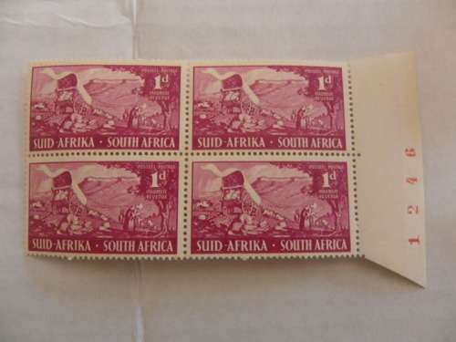 Union (1949) - Inauguration of the Voortrekker Monument 1d Mint SMrginal Block