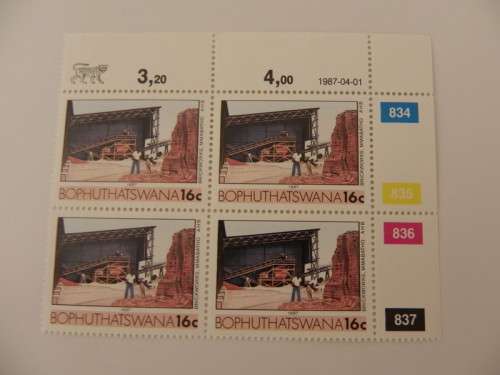 Bophuthatswana 2nd Definitive Series (1985) - 16c Mint Control Block (834 Date 1987-04-01)