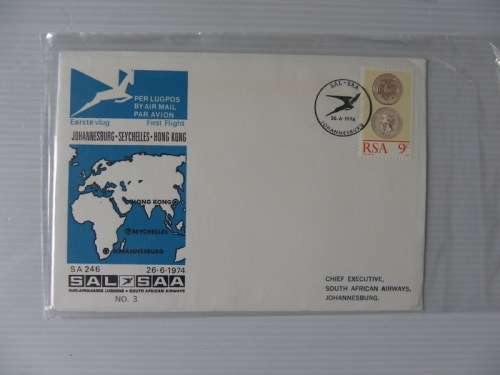 SAA #03 (1974) - JHB Seychelles Hong Kong Flight (Very Scarce!!)