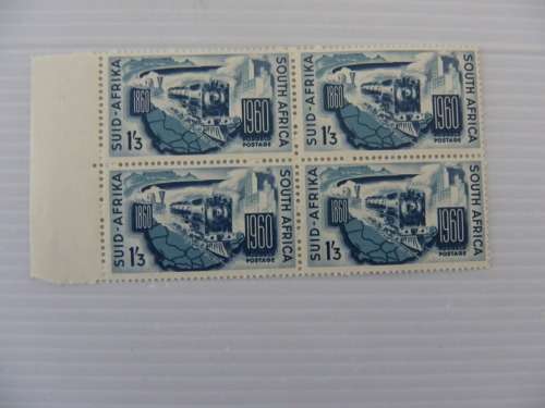 Union (1960) - Centenary of SA Railways 1/3 Mint Marginal Block