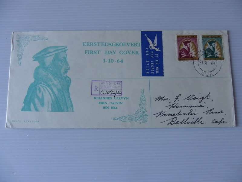 SWA (1964) - 400th Anniversary of Calvin`s Death Illustrated FDC