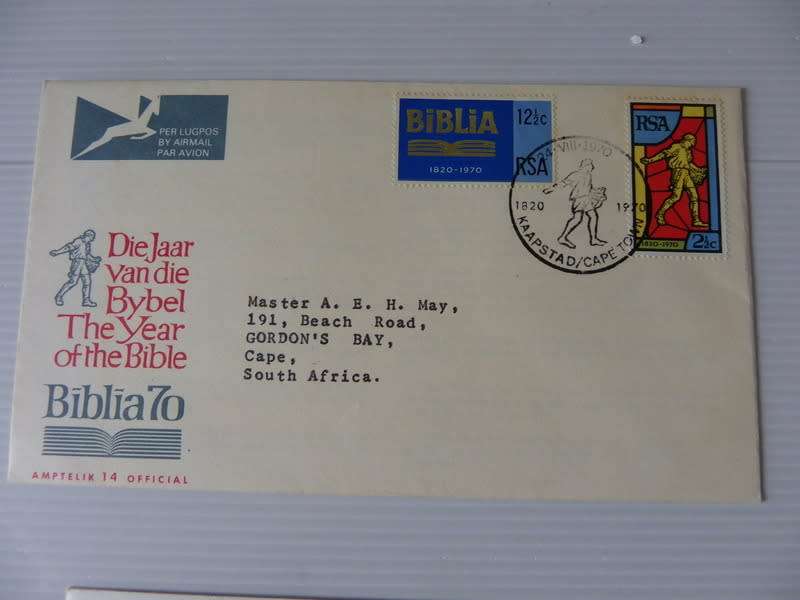 RSA 1.14 (1970) - 150th Anniversary of Bible Society Official FDC