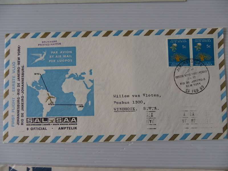 RSA 1.09 (1969) - First Flight JHB - Rio De Jannerio - New York Official FDC