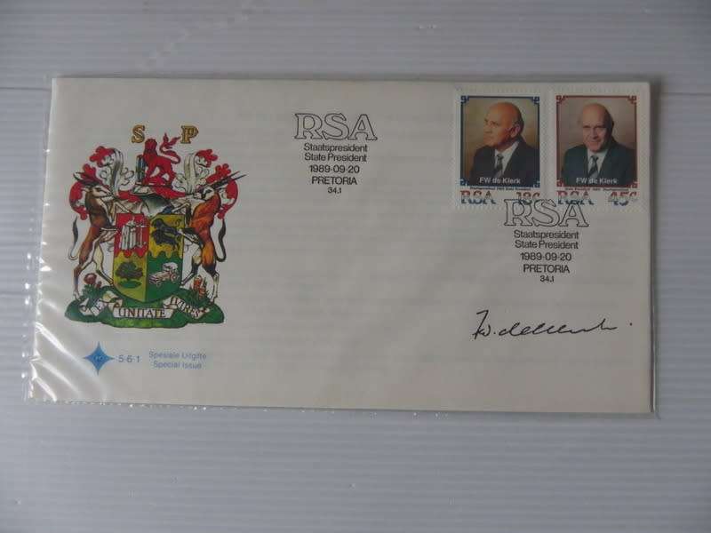 Variation : RSA 5.06.1 (1989) - Inauguration of President De Klerk FDC Signed By F W de Klerk
