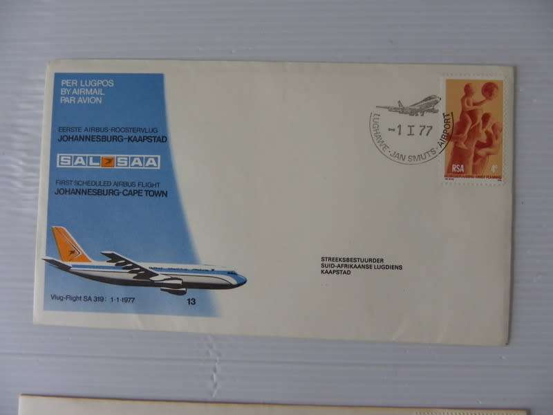 SAA #13 (1977) - 1st Airbus Flight JHB to Cape Town Illustrated FDC