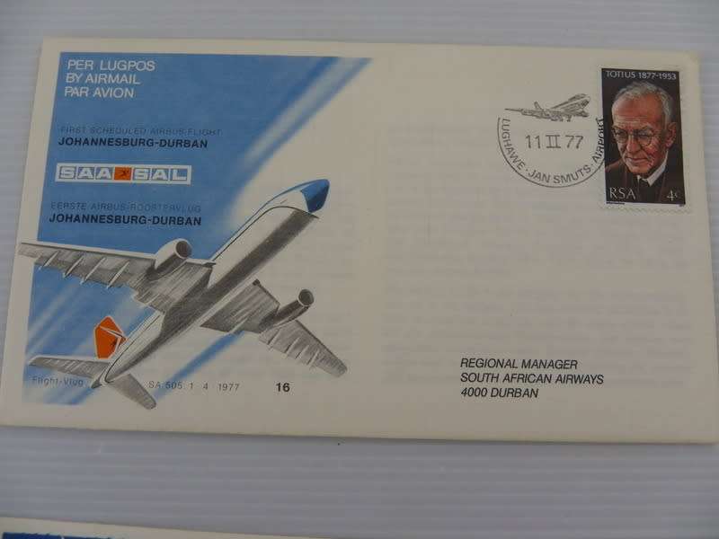 SAA #16 (1977) - !st Airbus Flight Cape Town to Durban Illustrated FDC