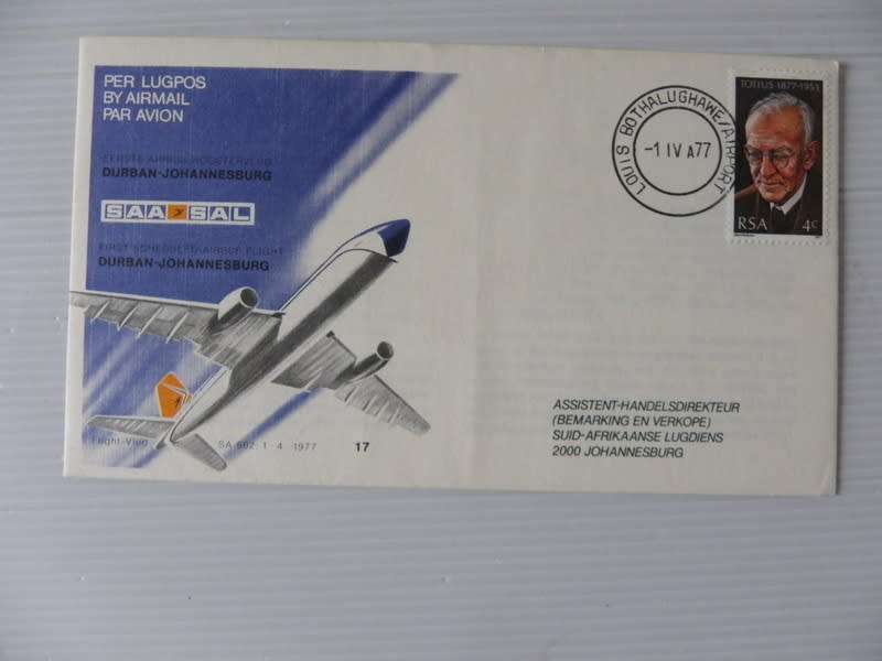 SAA #17 (1977) - !st Airbus Flight Cape Town to Durban Illustrated FDC