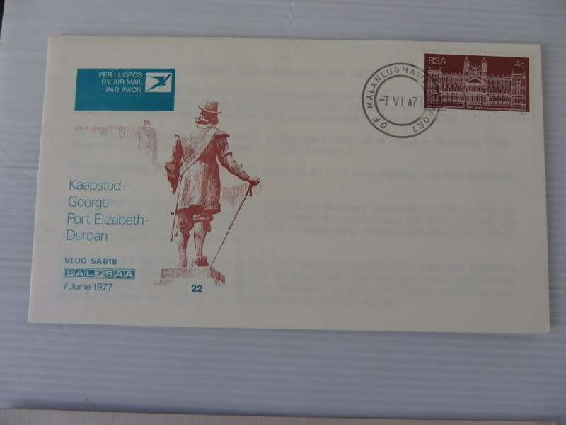 SAA #22 (1977) - Cape Town, George to Durban Illustrated FDC