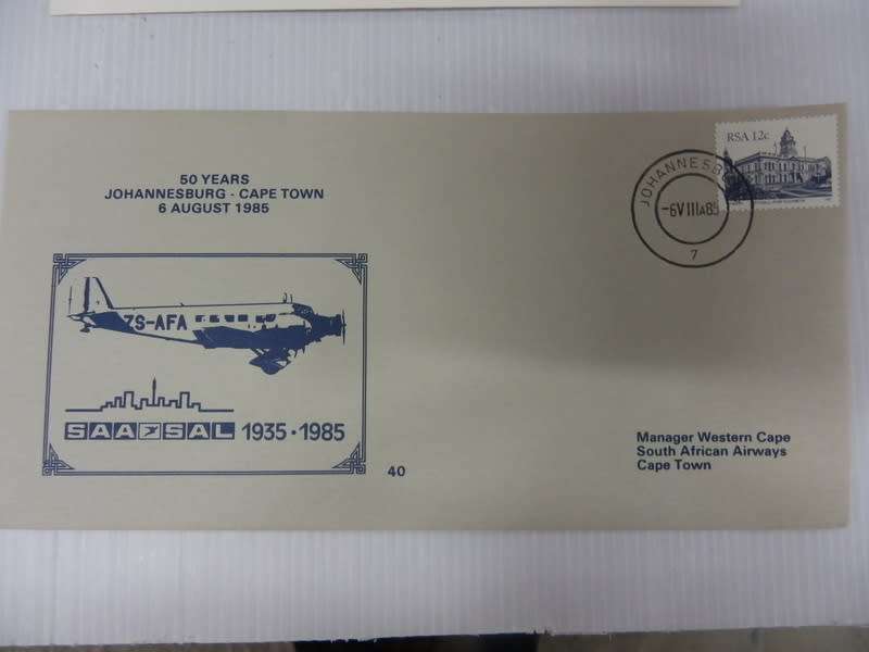 SAA #40 (1985) - 50th Anniversary of JHB to Cape Town Illustrated FDC