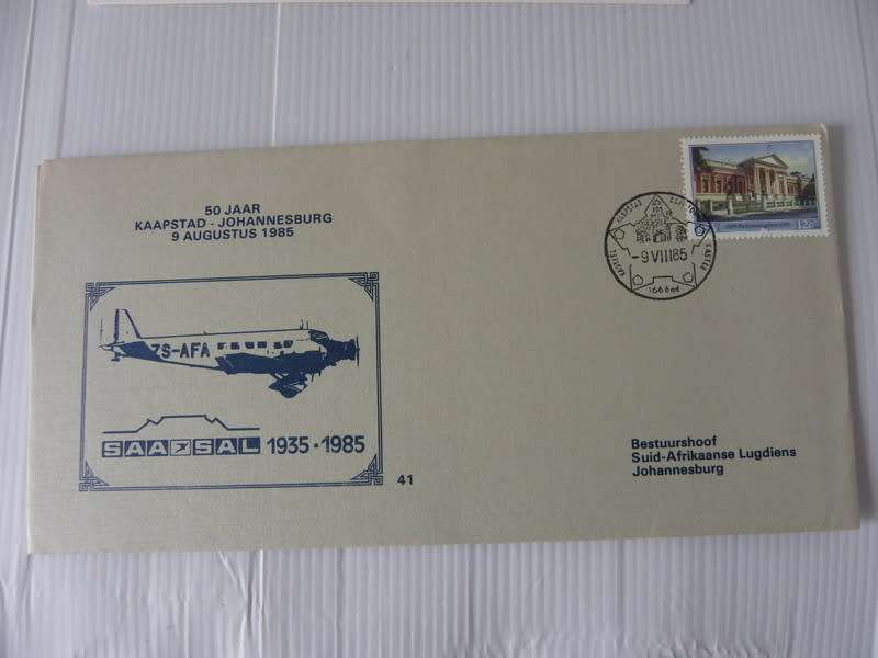 SAA #41 (1985) - 50th Anniversary of Cape Town to JHB Illustrated FDC