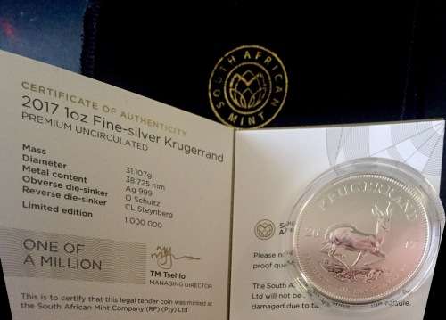 1 OZ SILVER Krugerrand - Limited Edition-Premium Uncirculated