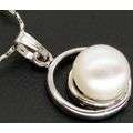 Round White Freshwater Pearl Pendant Necklace