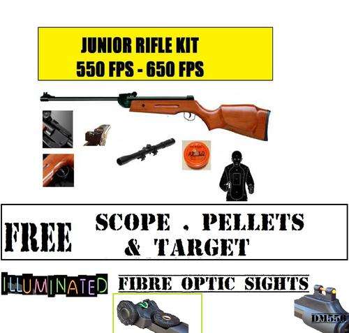 JUNIOR AIR RIFLE COMBO INCL. SCOPE PELLETS & TARGET R1495.00
