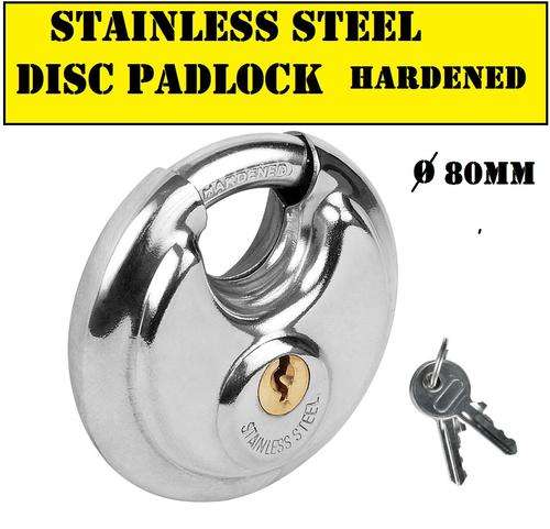 STAINLESS STEEL DISC LOCKS 80.MM DIAMETER  R195.00