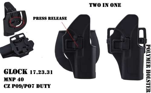 TWO WAY  BELT /CLIPON Anti Grab POLYMER HOLSTER FOR GLOCK17.19.23.31 R895.00