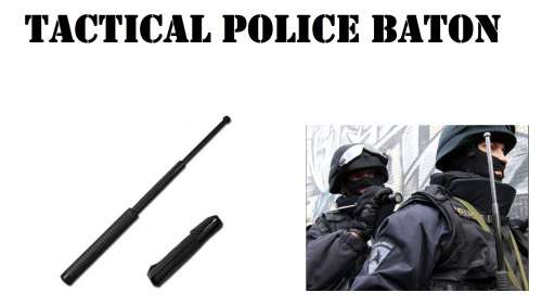 SELF DEFENSE POLICE BATON - HARDENED BLACK steel 49 cm when opened  R699.95