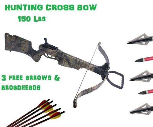 HUNTING CROSSBOW 150 LBS 297 FPS CAMO FREE ARROWS & BROADHEADS R4895.00
