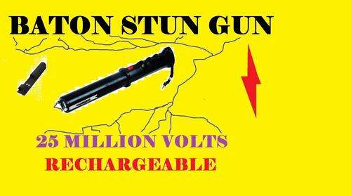 STUN GUN BATON 25 MILLION VOLTS RECHARGEABLE WITH CARRY POUCH