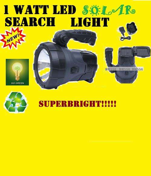 CRAZY SPECIAL ZUKE 1 WATT LED SEARCH LGHT WITH SOLAR CHARGING LITHIUM BATTERY R975.00