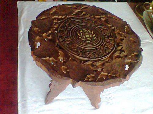 A Teak Inlay in IVORY Side Table made in India .32cm High x 30cm Across .