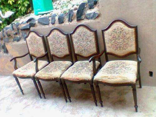 A Set of 4 VERY Old VICTORIAN Chairs . 2 x Carvers + 2 x Normal. They need TLC.