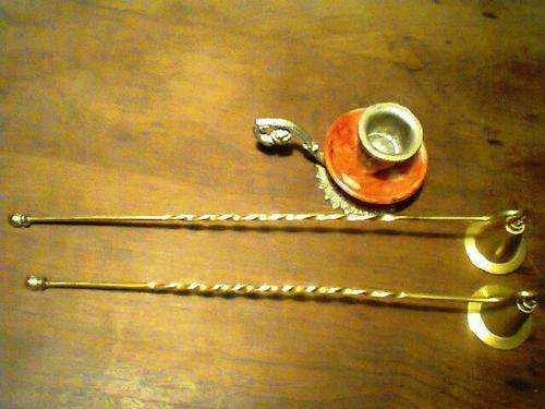 2 x Brass Candle Snuffers . 1 x S/Candle stick.