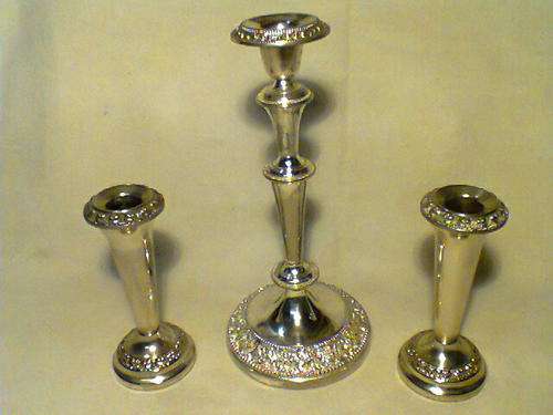 A Old Vintage Lot a set of 3 EPNS Candlesticks , all in good 100% working order.
