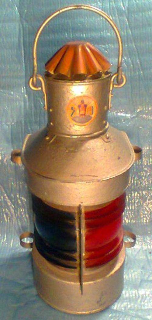 +- 1920's Vintage Ships Lantern Port/Starboard Glass Lenses & Original Oil Lamp & Reflector inside
