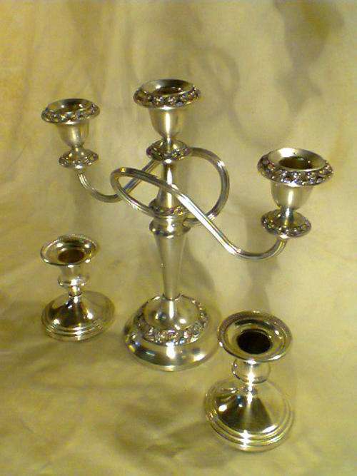 Three 65 years Old vintage Ianthe England Candlesticks , 3 x Candle, 2 x Single,in good used Order