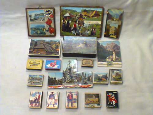 Vintage Lot of 18 Match Boxes from all over the world.Odd "T" shaped,Large & some combination Boxes