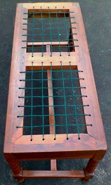 Voortrekker 1800's Yellow wood Bobbin Leg Rimpie Two seater Bench.In good used second hand condition