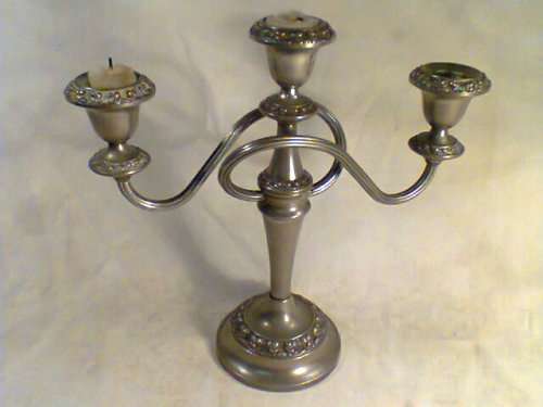 1950's "IANTHE" Silver Plated 3 arm Candlestick English made measuring: 255mm Tall x 265mm Wide.