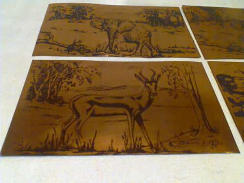 4 x Antique Copper Plaques.Ideal to spruce up an old cabinet or a Trinket box,3 are in good order.