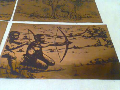 4 x Antique Copper Plaques.Ideal to spruce up an old cabinet or a Trinket box,3 are in good order.