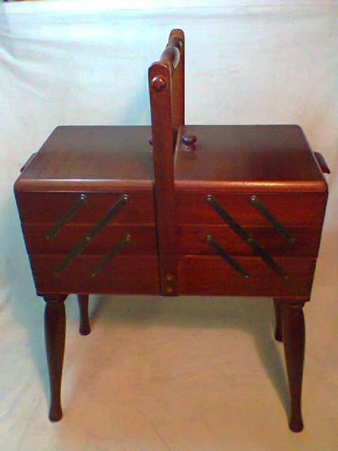 A Vintage" Blakley & Hope (Pty) Ltd " Durban, Fold out Sewing Basket on 4 legs.In good condition.