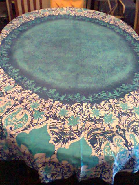 Wow ! Beautiful ! Round Blue Table Cloth for a large Table. in excellent second hand used condition.